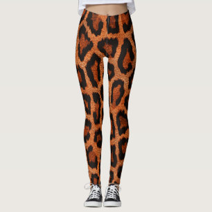 Leggings Jaune rouge Brown Poster de animal léopard noir