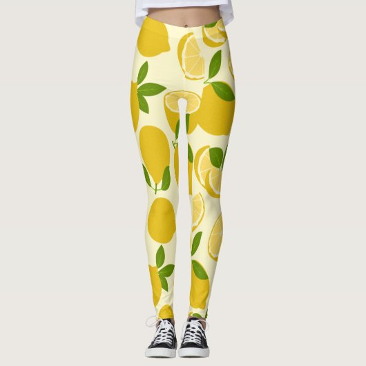 Leggings Jaune simple Motif de citron (Devant)