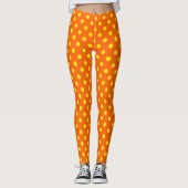 Leggings Jaune Sur Orange Pois Design Motif (Devant)