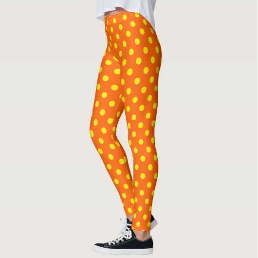 Leggings Jaune Sur Orange Pois Design Motif