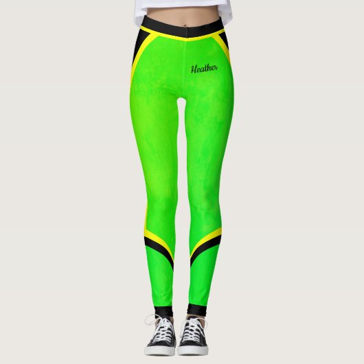 Leggings Jaune Vert Noir (votre nom) (Devant)