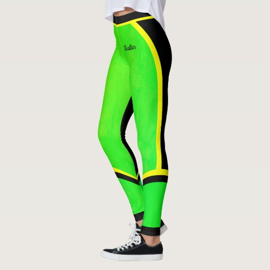 Leggings Jaune Vert Noir (votre nom) (Gauche)