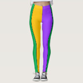 Leggings Jaune vert pourpre de motif de rayures de mardi (Devant)