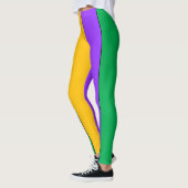 Leggings Jaune vert pourpre de motif de rayures de mardi (Gauche)