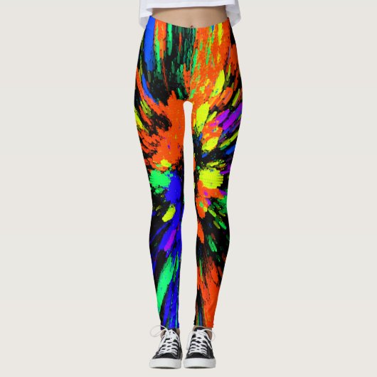 Leggings Jaune vert pourpre jaune kaléidoscope bleu orange (Devant)