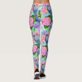 Leggings Jay bleu et fleurs motif aquarelle (Dos)