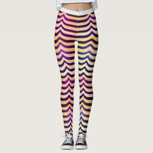 Leggings Jazzy Black & White Trippy Op Art Stripey Motif