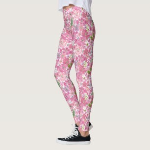 Leggings Je dentelle le motif floral d'aquarelle