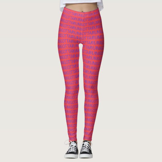 Leggings Je dois courir bleu sur rose (Devant)