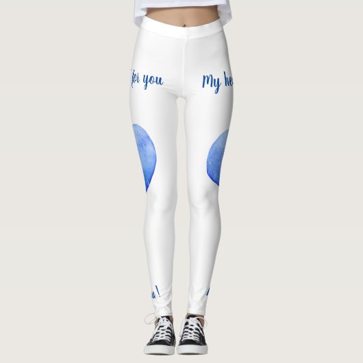 Leggings Je t'aime Cute Blue Heart Saint-Valentin Flip (Devant)
