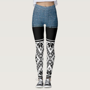Leggings Jeans branchés et Motif bulgare