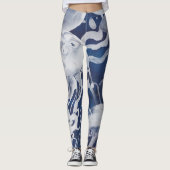 Leggings Jellyfish sur Arrière - plan de la Marine (Devant)