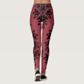 Leggings Jester rouge avec modèle noir Damask Athlétisme (Dos)