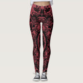 Leggings Jester rouge avec modèle noir Damask Athlétisme (Devant)