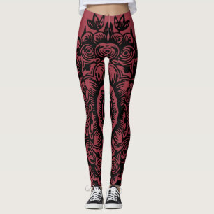 Leggings Jester rouge avec modèle noir Damask Athlétisme
