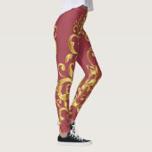 Leggings Jester Rouge avec motif de Damas or Athlétisme (Droite)
