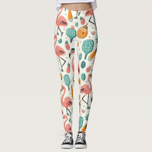 Leggings Jeu de Pickleball Tropical (Devant)