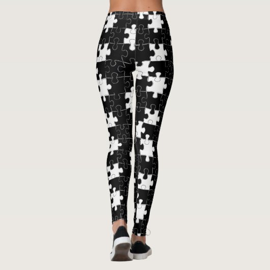 Leggings "Jeu de puzzle monochrome" (Dos)