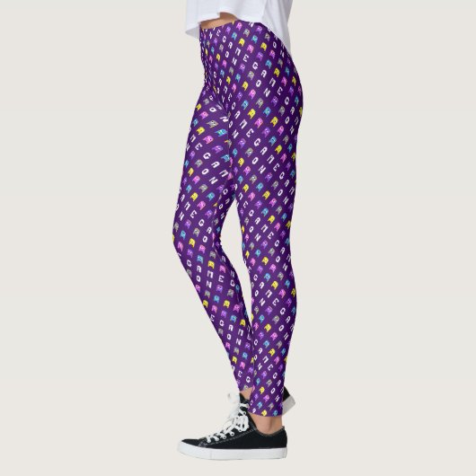 Leggings Jeu sur fou alien colorfu pixel monstres motif (Gauche)