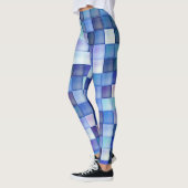 Leggings Jeu vidéo Pixels Carré bleu Motif (Gauche)