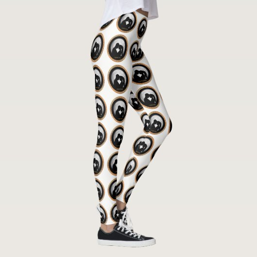 Leggings Jeune couple noir silhouette s'embrasser (Droite)