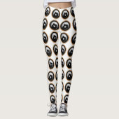 Leggings Jeune couple noir silhouette s'embrasser (Devant)