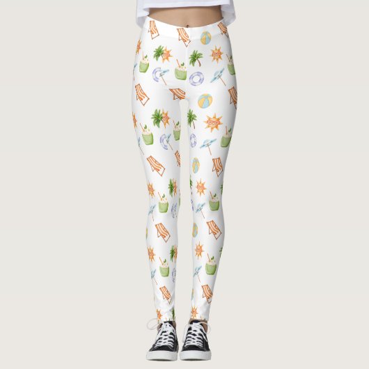 Leggings Jeune Noix de Coco Tropical Paradis d'Été (Devant)