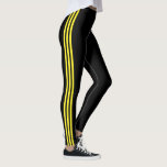 Leggings Jeux Jaunes Black Sports modernes<br><div class="desc">Design Migné Jaune Stripes Noir Sport Moderne Leging</div>