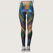 Leggings Jewel Tone Peacock Blue Purple Gold Art Deco (Devant)
