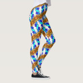 Leggings Jimette Design bleu et brun sur blanc (Droite)