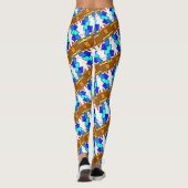 Leggings Jimette Design bleu et brun sur blanc (Dos)