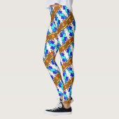 Leggings Jimette Design bleu et brun sur blanc (Gauche)