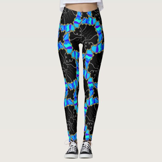 Leggings JImette Design bleu et noir (Devant)