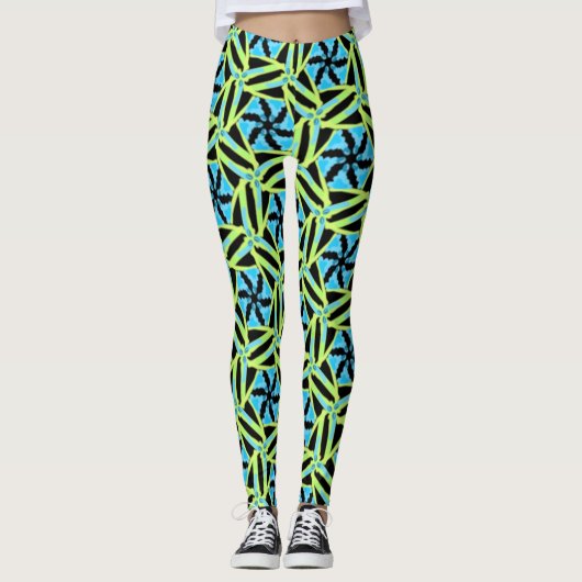 Leggings Jimette Design jaune bleu et noir (Devant)