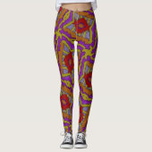 Leggings Jimette Design jaune rouge orange mauve (Devant)