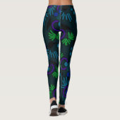 Leggings Jimette Design vert bleu mauve sur noir (Dos)