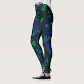 Leggings Jimette Design vert bleu mauve sur noir (Gauche)