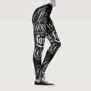 Leggings Joie blanche noire au lettrage de Noël du monde