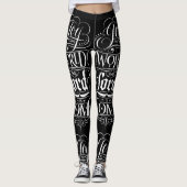 Leggings Joie blanche noire au monde Lettering Noël (Devant)