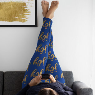 Leggings Joie Bleue et Or Typographie Noël