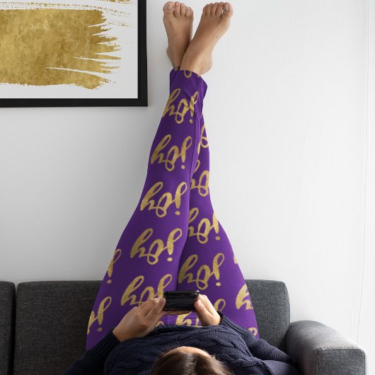 Leggings Joie d'or mignonne violet Typographie Noël
