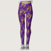 Leggings Joie d'or mignonne violet Typographie Noël (Devant)
