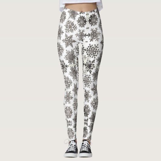 LEGGINGS JOIGINES DE FLAKE DE NEIGE POUR L'HIVER ET NOËL (Devant)