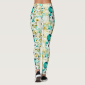 Leggings Joli Art folklorique Fleurs blanches et turquoise (Dos)