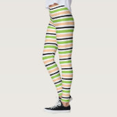 Leggings Joli Black Green Orange & White Stripes Halloween (Gauche)