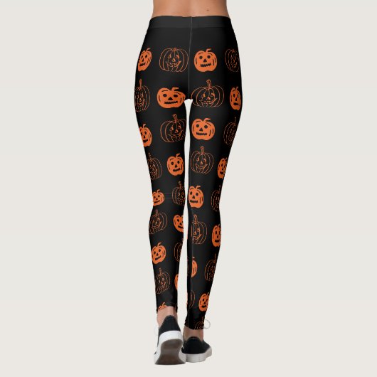 Leggings Joli Black Orange Jack-o'-lantern Motif Halloween (Dos)