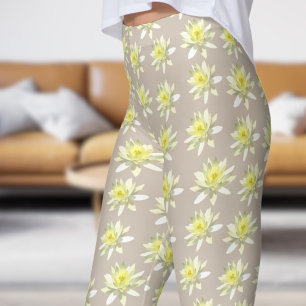 Leggings Joli blanc Floral pâle Motif en fleur