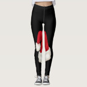 Leggings Joli chapeau Santa Joyeux Noël Typographie noir (Devant)