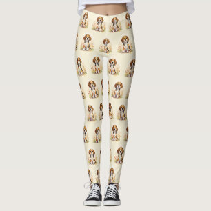 Leggings Joli chiot Beagle tricolore noir, fauve et blanc