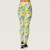 Leggings Joli citrons aquarelle sur bandes bleues (Dos)